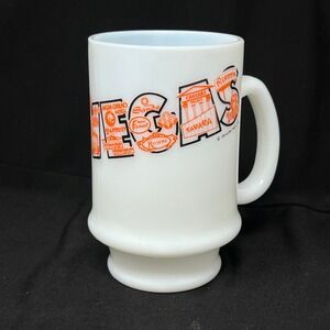 Las Vegas Vintage 1977 Milk Glass Coffee Mug Cup Souvenir Casino Hotels 4.5"